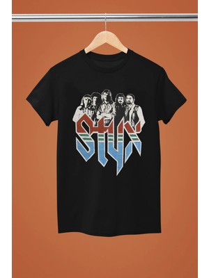  Styx The Rock Band Baskılı Pamuklu Kısa Kollu Regular Kalıp Rock Tshırt
