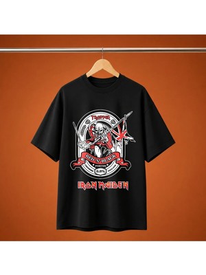  Iron Maiden Baskili Oversize Unisex Tisort