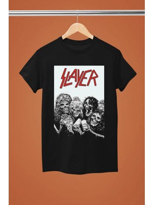  Slayer The Rock Band Baskılı Pamuklu Kısa Kollu Regular Kalıp Rock Tshırt