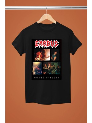  Exodus The Rock Band Baskılı Pamuklu Kısa Kollu Regular Kalıp Rock Tshırt