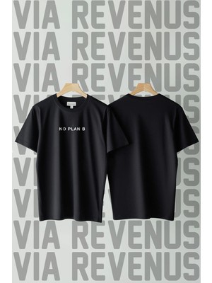  No Plan B Baskılı Bisiklet Yaka Geniş Kalıp Unisex %100 Pamuk Tshirt
