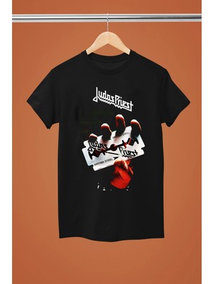  Judas Prıest Baskılı Pamuklu Kısa Kollu Regular Kalıp Rock Tshırt