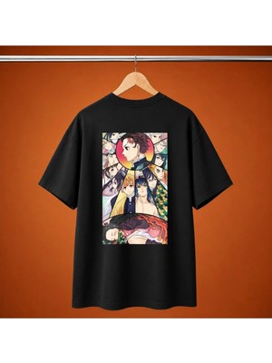  Demon Slayer Karakter Kolaj Vitray Oversize Unisex Tisort