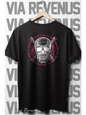  Punk Sırt Baskılı Oversize Geniş Kalıp Bisiklet Yaka Siyah Tshirt