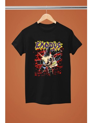  Exodus The Rock Band Baskılı Pamuklu Kısa Kollu Regular Kalıp Rock Tshırt
