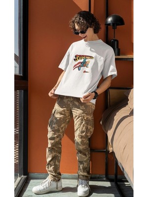  Eminem - Superman Tasarımlı Unisex Oversize Beyaz T-Shirt