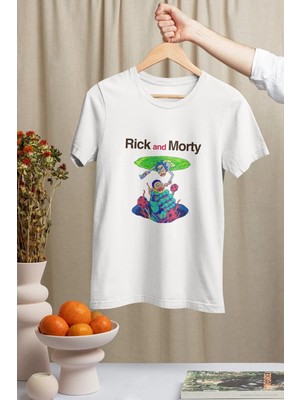  Rick And Morty Tasarımlı Unisex Oversize Beyaz T-Shirt