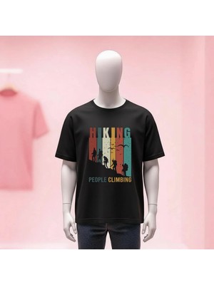  Baskılı Bisiklet Yaka Geniş Kalıp Unisex Tshirt
