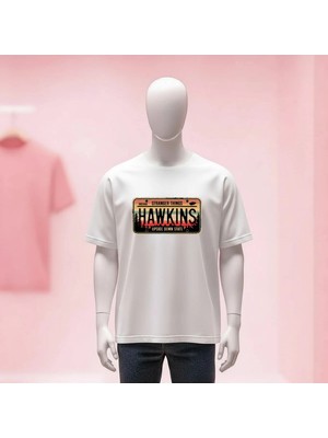  Baskılı Bisiklet Yaka Geniş Kalıp Unisex Tshirt
