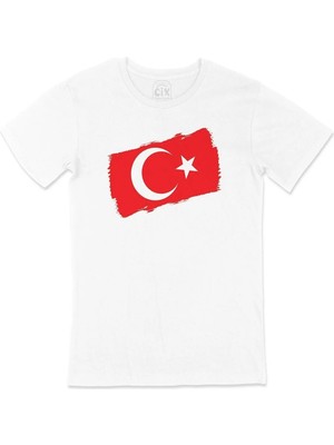  Unisex Dikdörtgen Türk Bayraklı Tişört