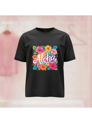  Baskılı Bisiklet Yaka Geniş Kalıp Unisex Tshirt