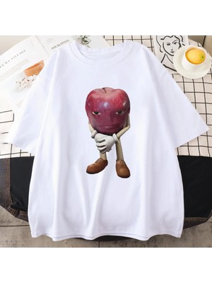  Vintage Apple Tasarım Grafik T Shirt Erkek Kadın Komik Y2K T-Shirt Hip Hop Streewear 100% Pam