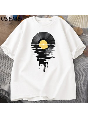  Vinil Kayıt T Shirt Vinil Serin Sunset Vintage Müzik Lover Tee Tshirt Dj Müzik Öğretmen Tshir