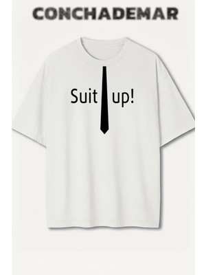  Suit Up Barney Baskılı Premium Oversize Pamuklu T-Shirt
