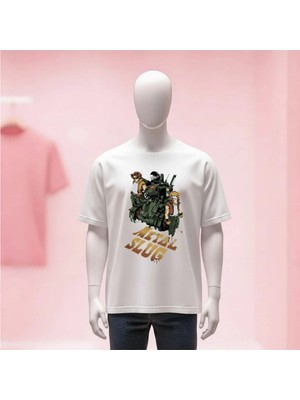  Baskılı Bisiklet Yaka Geniş Kalıp Unisex Tshirt