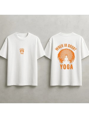  Unisex Önü ve Arkası Baskılı Mindfulness,siyah Lotus Çiçeği , Mandala Tasarımlı Meditasyon ,yoga Baskılı Bisiklet Yaka Tişört