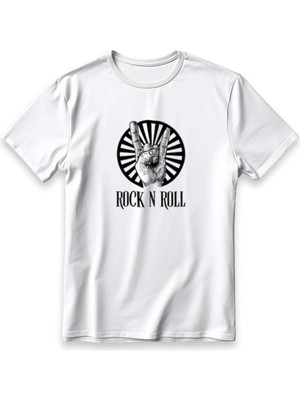  Rock N Roll Tişört Model Baskılı Oversize Unisex %100 Pamuklu Nefes Alan Kalın Kumaşlı T-Shirt