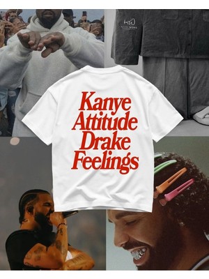  Kanye Baskılı Beyaz Oversize Unisex T-Shirt Basic Rahat Kalıp Günlük Tshirt