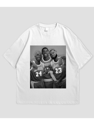  Kobe Bryant Bean Baskılı Unisex Oversize Kesim %100 Pamuk Bisiklet Yaka Siyah Tişört