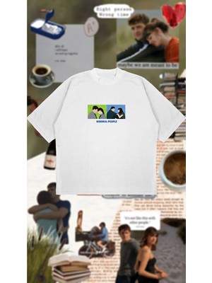  Normal People Baskılı Oversize Unisex Pamuklu Nefes Alan Kalın Kumaşlı