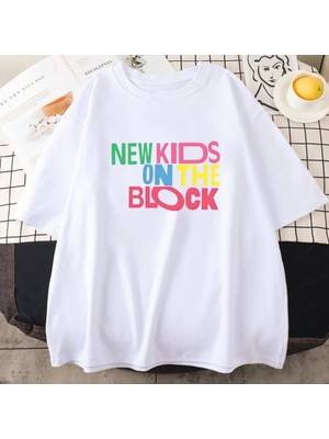  Beyaz Nkotb Yeni Çocuklar Blok Pop Müzik Grubu Baskı Tee-Gömlek Yaz