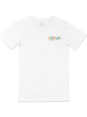  Yoga Meditasyon Cep Logo Tasarımlı Beyaz Tişört Unisex