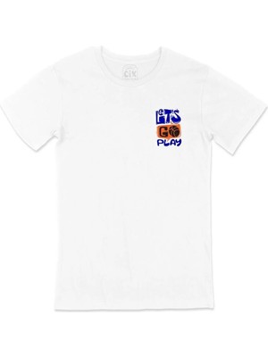  Lets Go Play Basketball Cep Tasarım Baskılı Beyaz Tişört