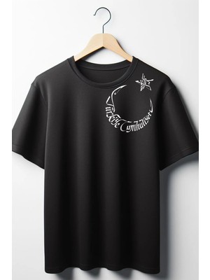  Türkiye Cumhuriyeti - Atatürk Ay Yıldız Baskılı Oversize Siyah Tshirt