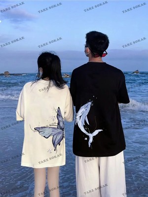  2 Adet Tir Harajuku Style Çift Sevgili Kombinleri Couple Clothing Yeni Sezon