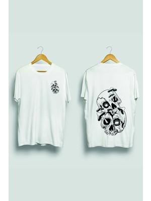  Kuru Kafa Baskılı Beyaz Oversize Tshirt