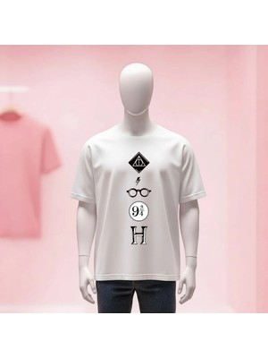  Harry Potter Baskılı Bisiklet Yaka Geniş Kalıp Unisex Tshirt