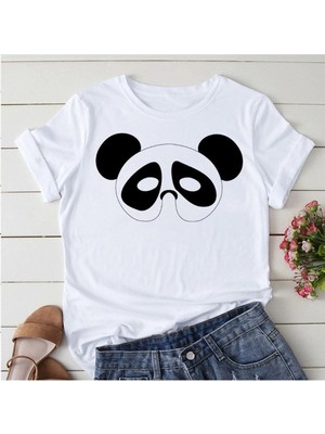 Kırmızı Etiket Galashop Panda Yoga Baskı Sevimli Kadın T-Shirt MOD61 17766