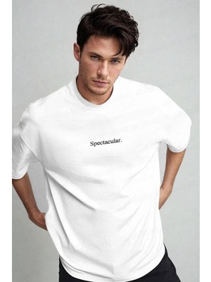  Erkek Spectacular Beyaz Bisiklet Yaka Oversize Salas