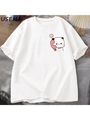  Dudu Bubu T Shirt Kadın Erkek Çift Komik T Shirt Sevimli Panda Ayı T-Shirt Yaz O Boyun Erkek 2848