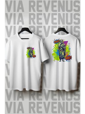  Sokrates Ön ve Arka Baskılı Geniş Kalıp %100 Pamuk Tshirt