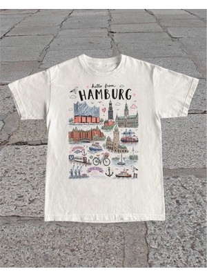  Hamburg Baskılı Unisex Oversize T-Shirt