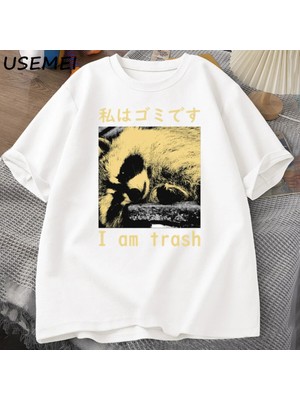  Ben Çöp Japon Rakun Baskı T-Shirt Harajuku Vintage Yüksek Kalite Pamuk Kısa Kollu Tişört Erke 2819