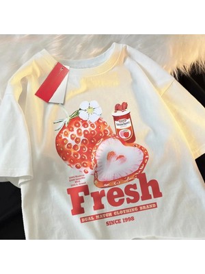  Beyaz Çilek 1998 Leri T Çift Crewneck Grafik