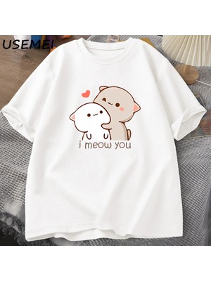  Komik Kedi Baskılı Tişört Sevimli Bubu Dudu Tshirt Yaz Pamuk Kısa Kollu Teekadın Erke 2914