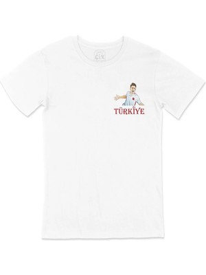  Türkiye Milli Takım Cep Logo Tasarımlı Beyaz Tişört