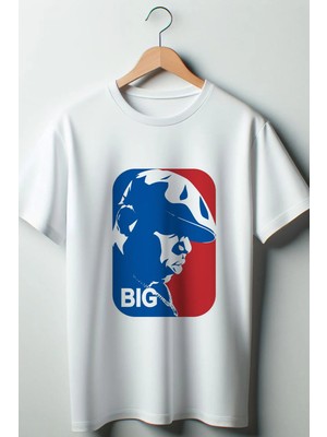  Bıg Baskılı Oversize Geniş Kalıp Unisex Bisiklet Yaka Beyaz Tshirt