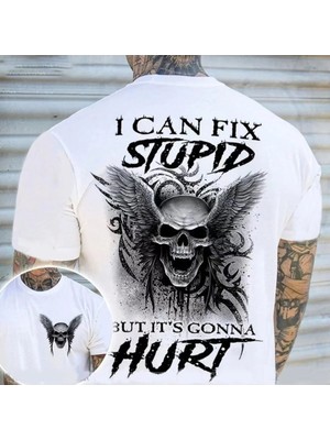  Erkek T-Shirt Vintage Metal Kafatası t-Shirt MOD98