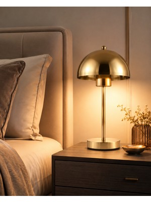 Dolunay Avize Modern Dokunmatik LED Masa Lambası 3 Işık Modlu GOLD Metal Başucu Lambası