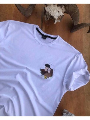  Çizgisel Kişiye Özel Fotoğraf Çizim Baskılı Kaliteli T-Shirt