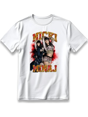  Nicki Minaj Tişört Model Baskılı Oversize Unisex %100 Pamuklu Nefes Alan Kalın Kumaşlı T-Shirt