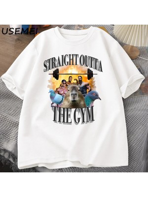  Erkekler Için Düz Spor T Shirt Dışında Capybara T Shirt Egzersiz Pamuk Kısa Kollu Tshirt Unis