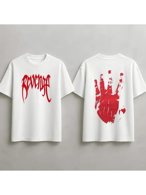  Xxxtentacion-Revenge Baskılı Unisex Oversize Kesim %100 Pamuk Bisiklet Yaka Rap Tişört