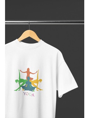  Çakra Tasarımlı Meditasyon ve Yoga Temalı Tişört Bisiklet Yaka Pamuklu Oversıze Kısa Kollu Yetişkin