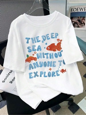 Deniz Baskılı Oversize T-Shirt