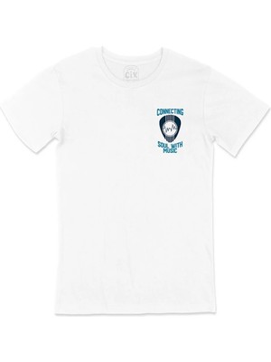  Connecting Soul With Music Cep Logo Tasarımlı Beyaz Tişört